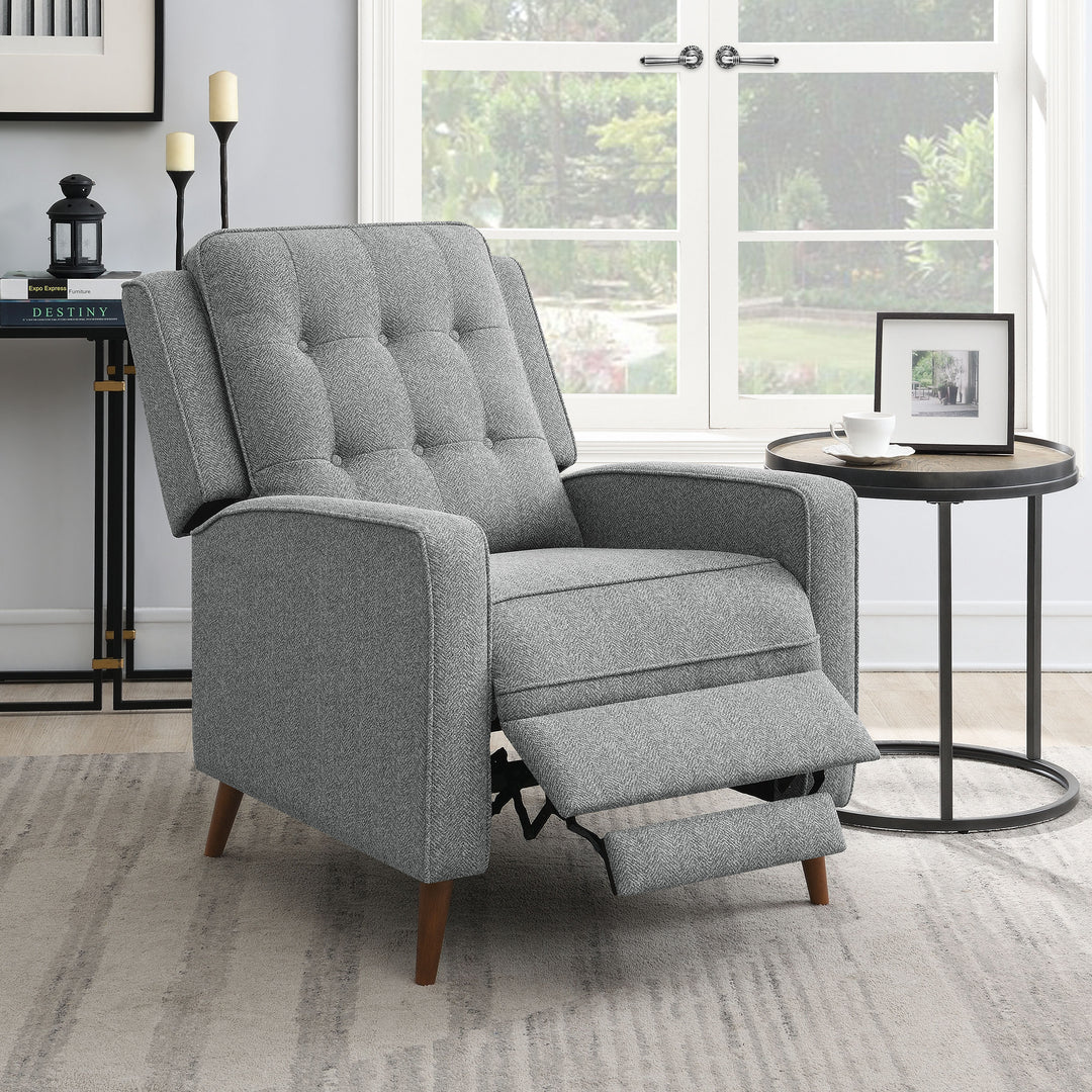 Davidson Upholstered Tufted Push Back Recliner Grey