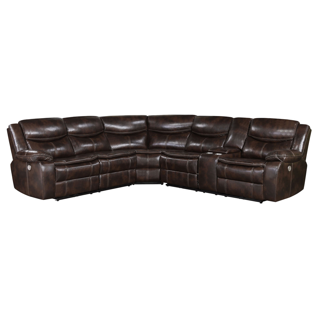 Sycamore Upholstered Power Reclining Sectional Sofa Dark Brown