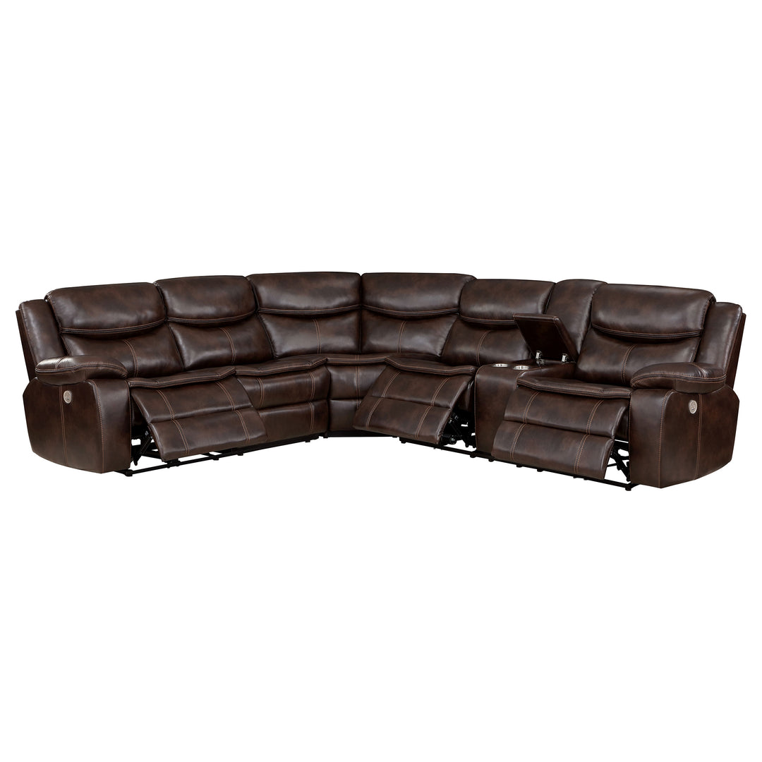 Sycamore Upholstered Power Reclining Sectional Sofa Dark Brown