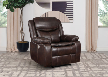 Sycamore Upholstered Power Recliner Chair Dark Brown