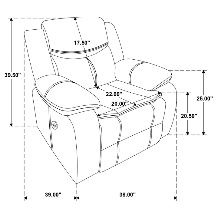 Sycamore Upholstered Power Recliner Chair Dark Brown