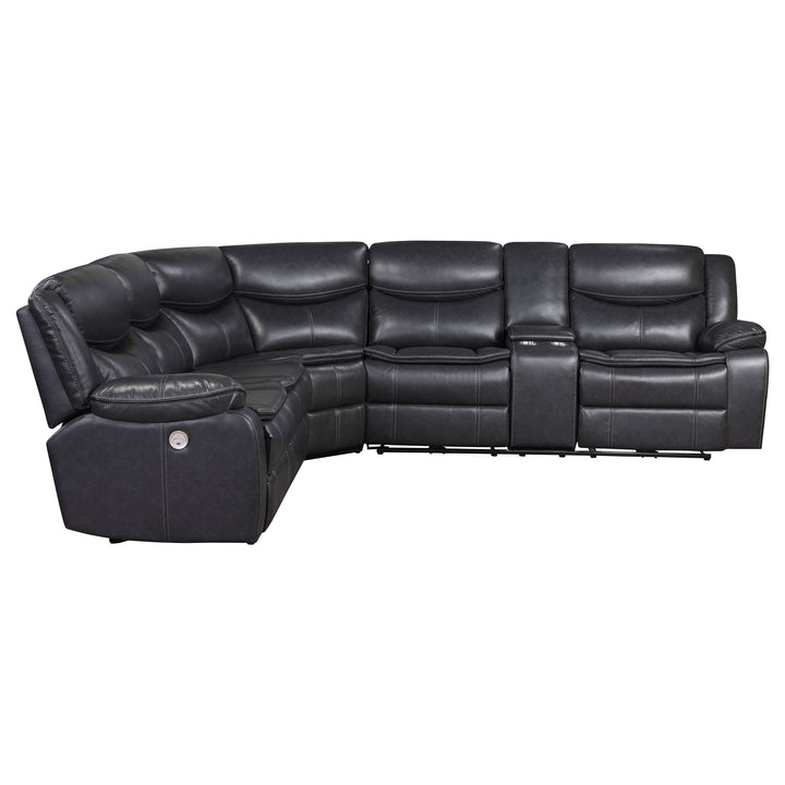 Sycamore Upholstered Power Reclining Sectional Sofa Dark Grey