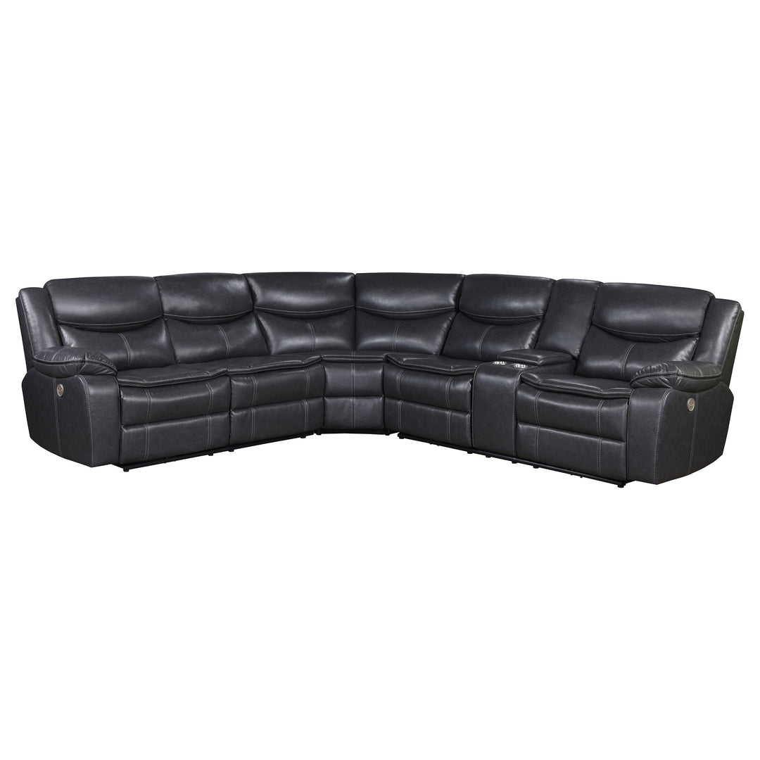 Sycamore Upholstered Power Reclining Sectional Sofa Dark Grey