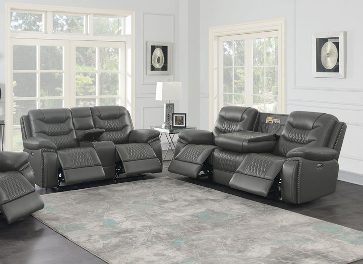 Flamenco 2-piece Tufted Upholstered Power Living Room Set Charcoal