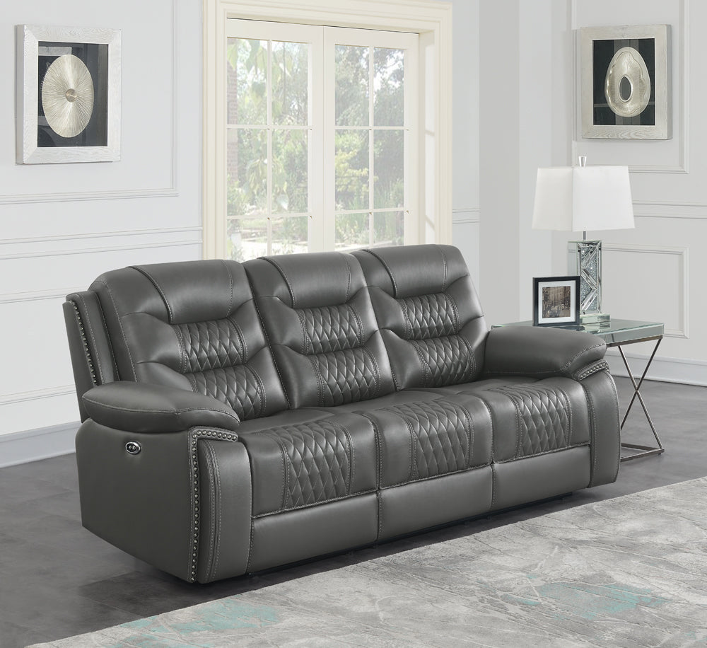 Flamenco Tufted Upholstered Power Sofa Charcoal