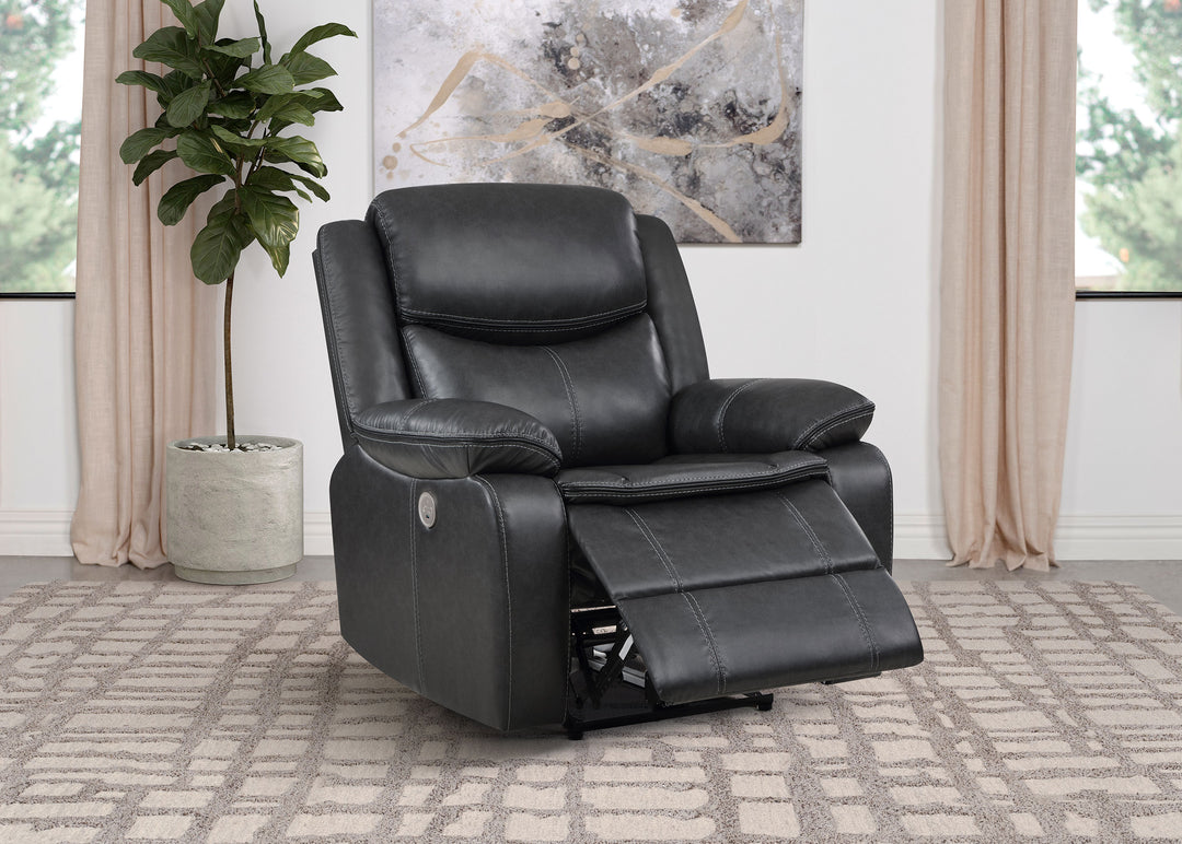 Sycamore Upholstered Power Recliner Chair Dark Grey