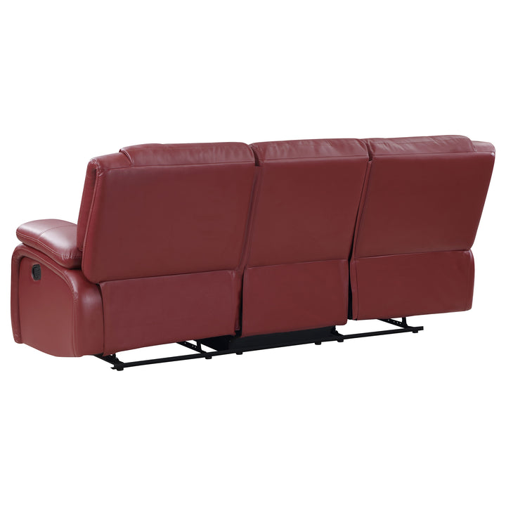 Camila 2-piece Upholstered Reclining Sofa Set Red Faux Leather