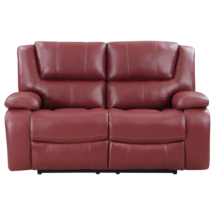 Camila 2-piece Upholstered Reclining Sofa Set Red Faux Leather