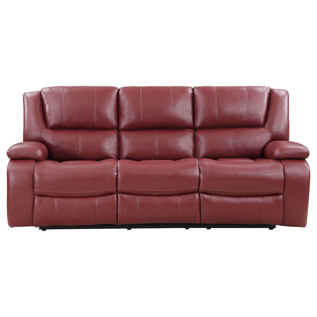 Camila 3-piece Upholstered Reclining Sofa Set Red Faux Leather