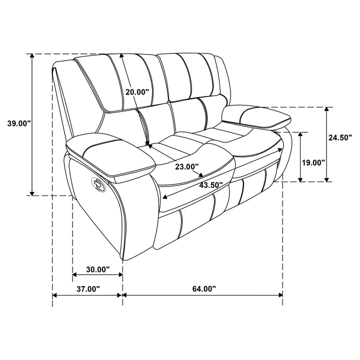 Camila 2-piece Upholstered Motion Reclining Sofa Set Black