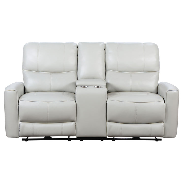 Greenfield Upholstered Power Reclining Loveseat with Console Ivory