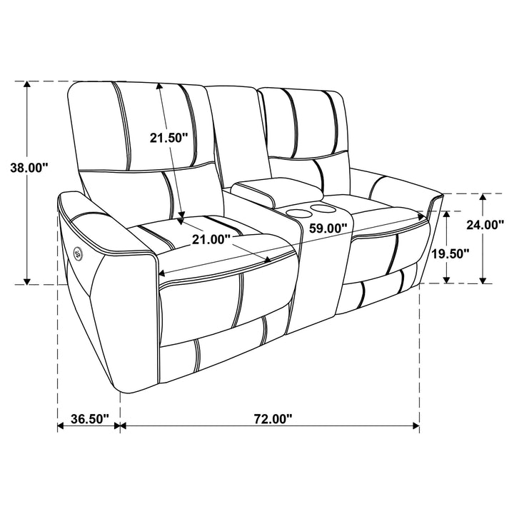 Greenfield Upholstered Power Reclining Loveseat with Console Ivory