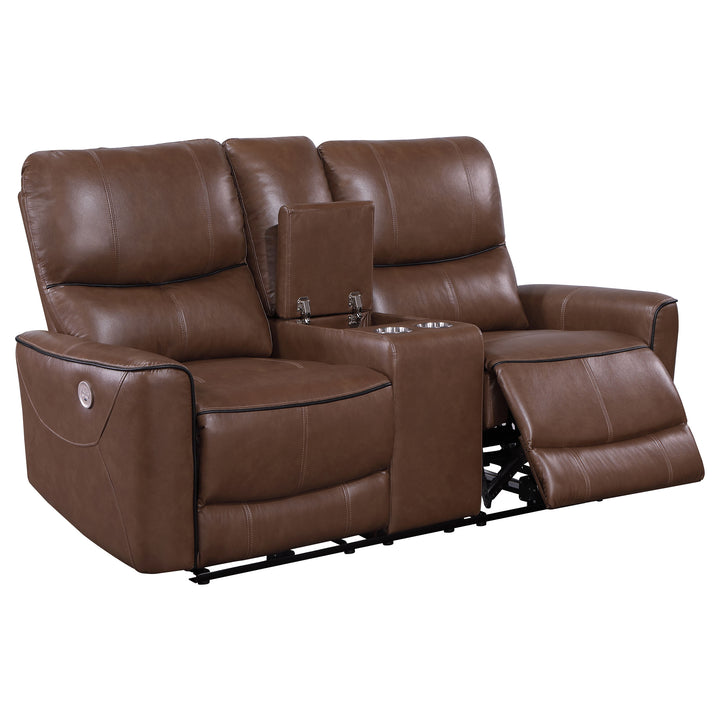 Greenfield 2-piece Upholstered Power Reclining Sofa Set Saddle Brown