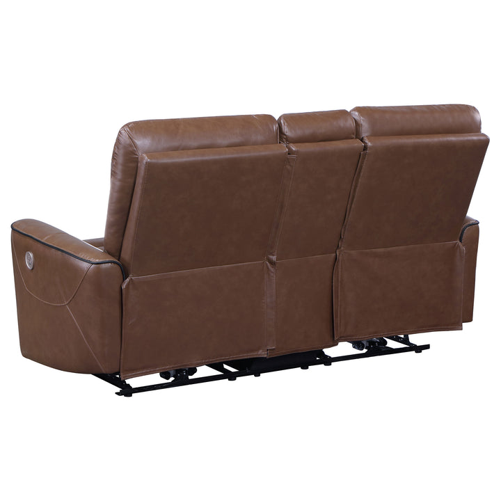 Greenfield 2-piece Upholstered Power Reclining Sofa Set Saddle Brown