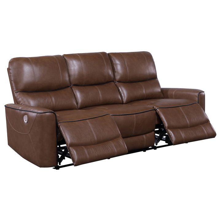 Greenfield 3-piece Upholstered Power Reclining Sofa Set Saddle Brown