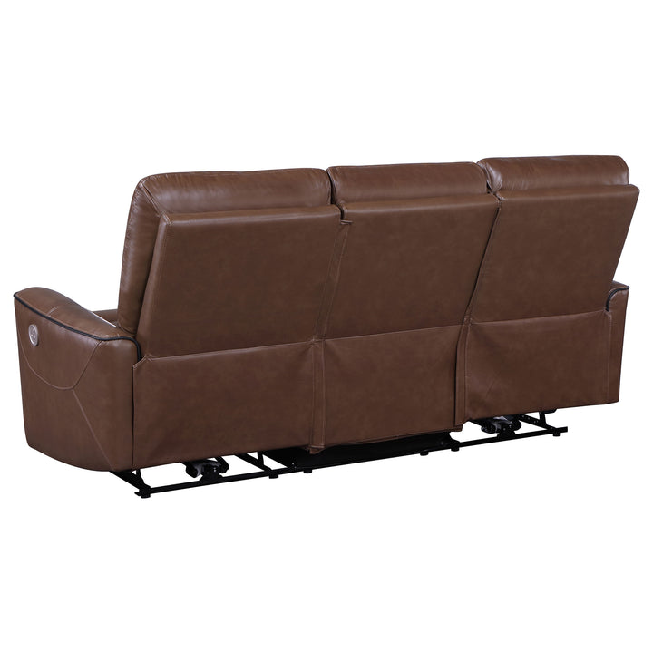 Greenfield 3-piece Upholstered Power Reclining Sofa Set Saddle Brown