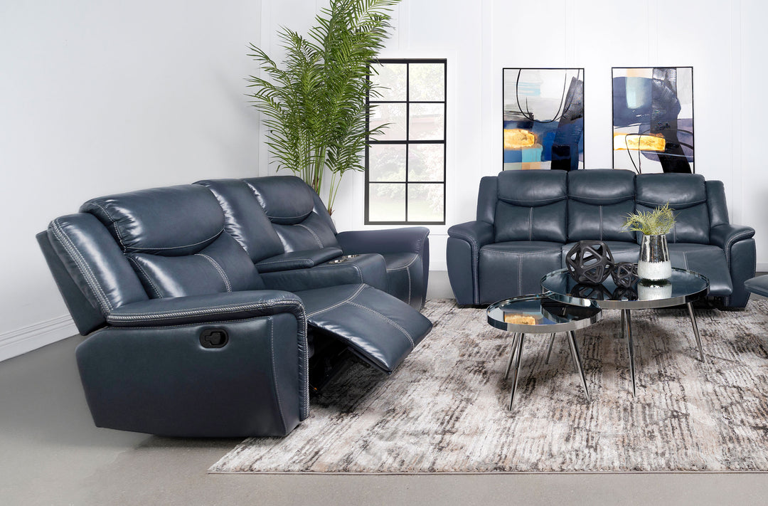 Sloane 2-piece Upholstered Motion Reclining Sofa Set Blue