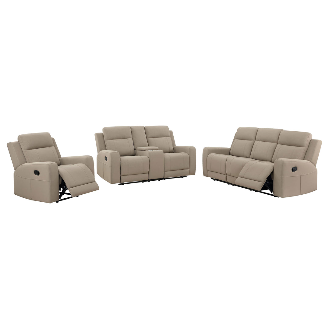 Brentwood 3-piece Upholstered Motion Reclining Sofa Set Taupe