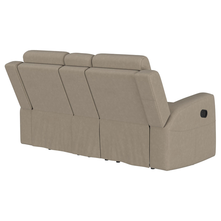 Brentwood Upholstered Motion Reclining Loveseat with Console Taupe