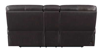 Longport Upholstered Power Loveseat with Console Dark Brown