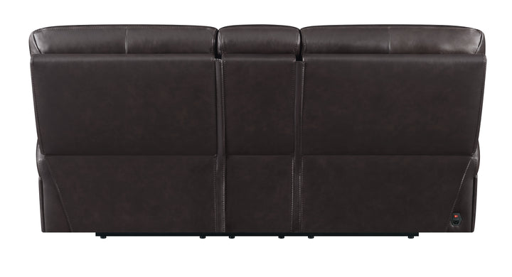 Longport Upholstered Power Loveseat with Console Dark Brown