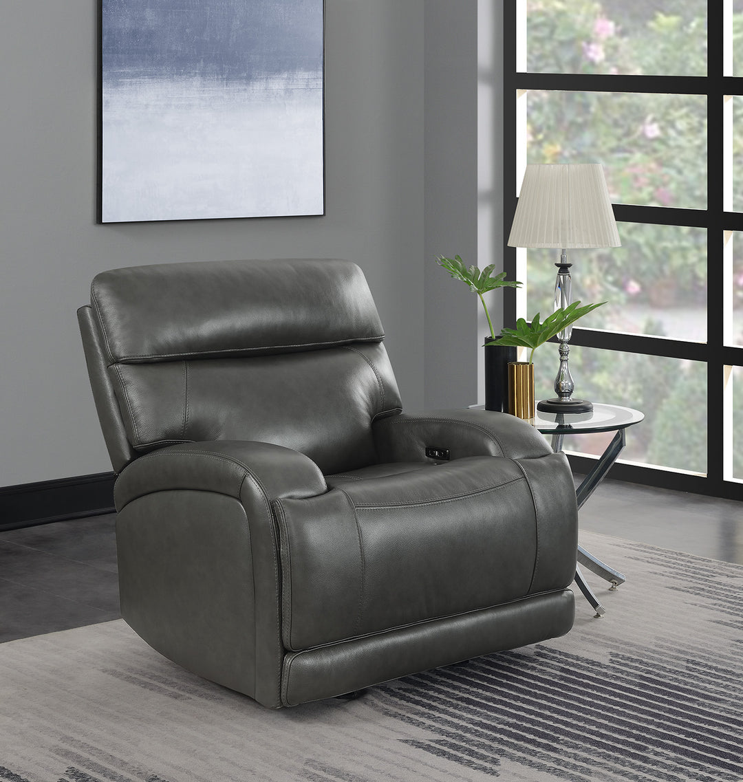 Longport Upholstered Power Glider Recliner Charcoal