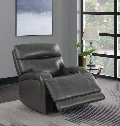 Longport Upholstered Power Glider Recliner Charcoal