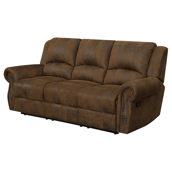 Sir Rawlinson Rolled Arm Motion Sofa with Nailhead Trim Buckskin Brown