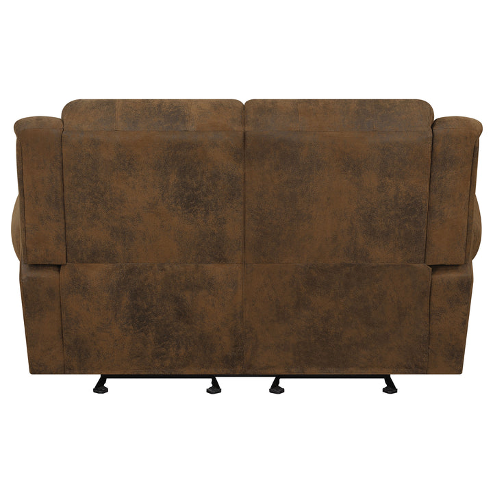 Sir Rawlinson Rolled Arm Glider Loveseat with Nailhead Trim Buckskin Brown