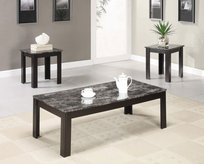 Rhodes 3-piece Faux-marble Top Occasional Table Set Black