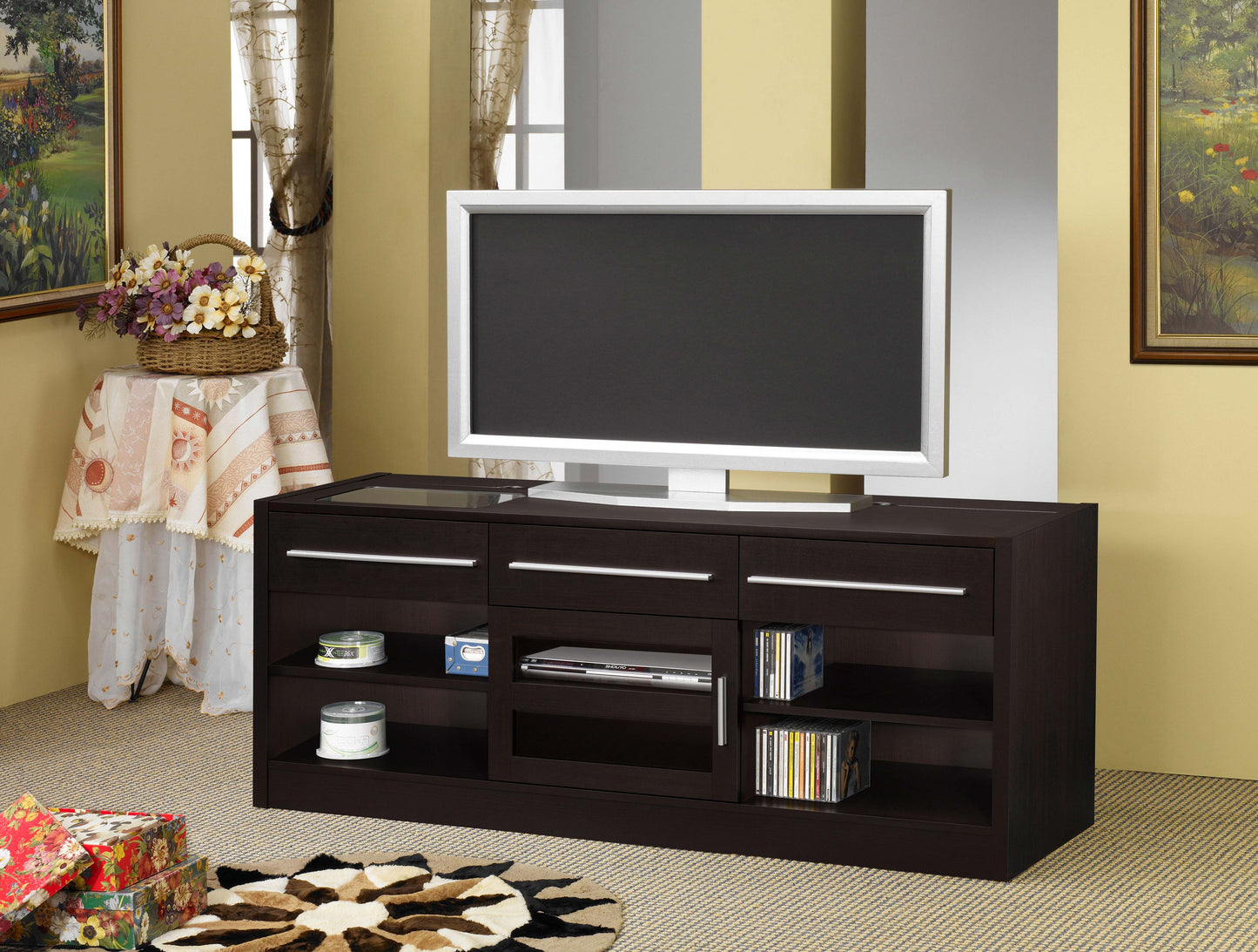 Elwood 3-drawer Built-in Connect-it TV Console Cappuccino