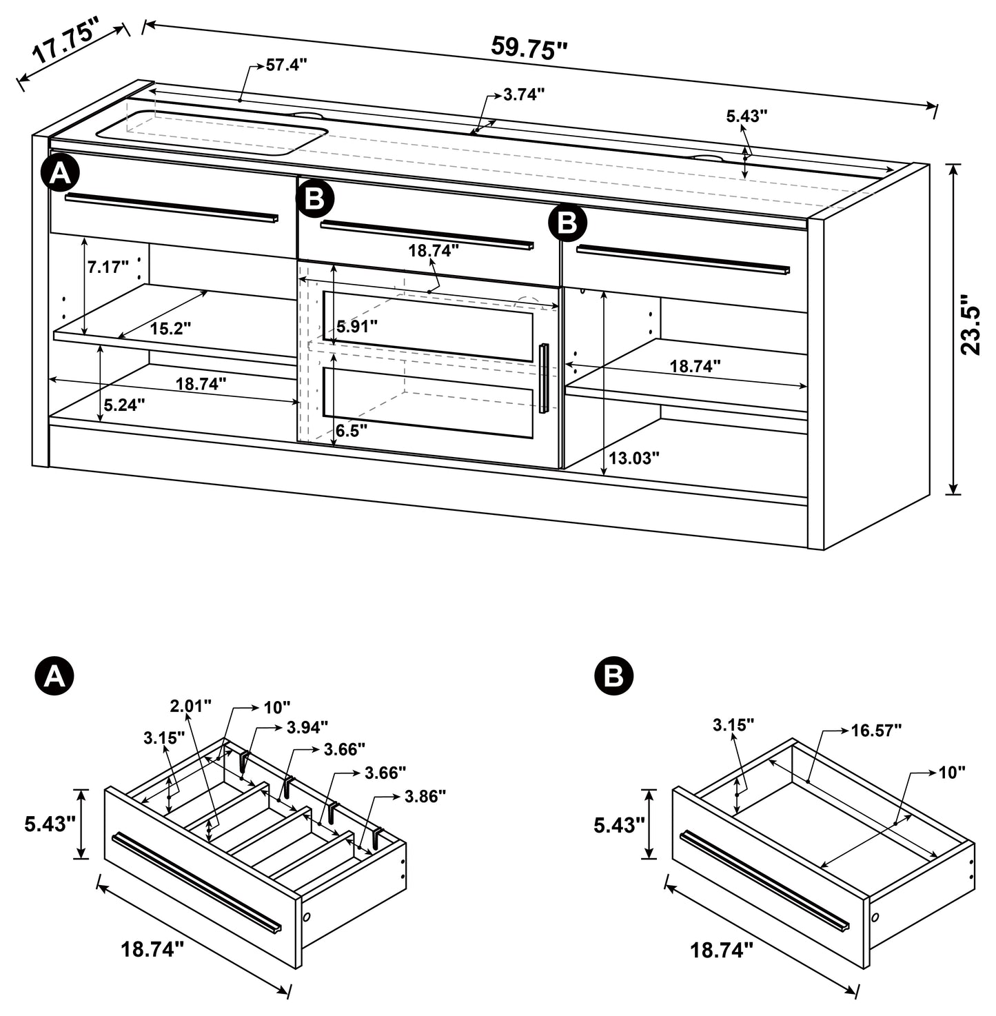 Elwood 3-drawer Built-in Connect-it TV Console Cappuccino