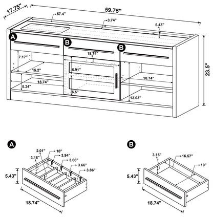 Elwood 3-drawer Built-in Connect-it TV Console Cappuccino