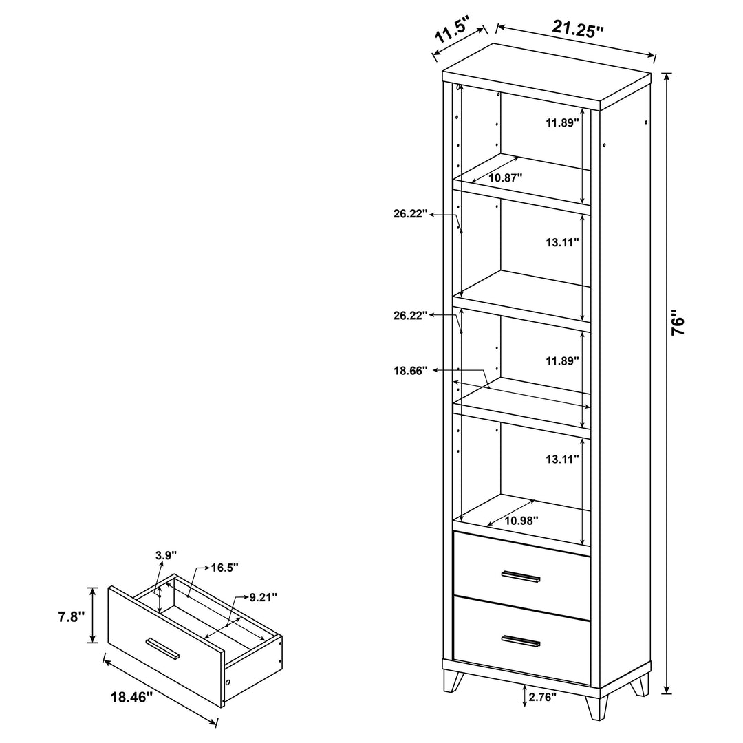 Lewes 2-drawer Media Tower Cappuccino