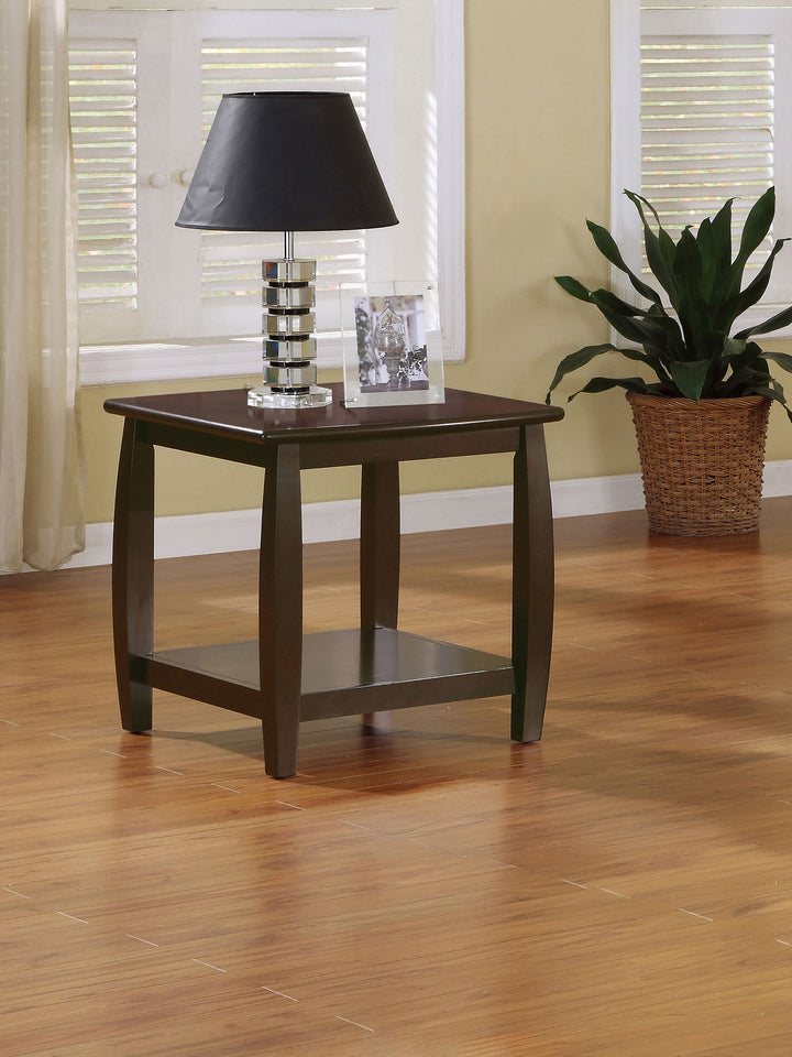 Dixon Square End Table with Bottom Shelf Espresso