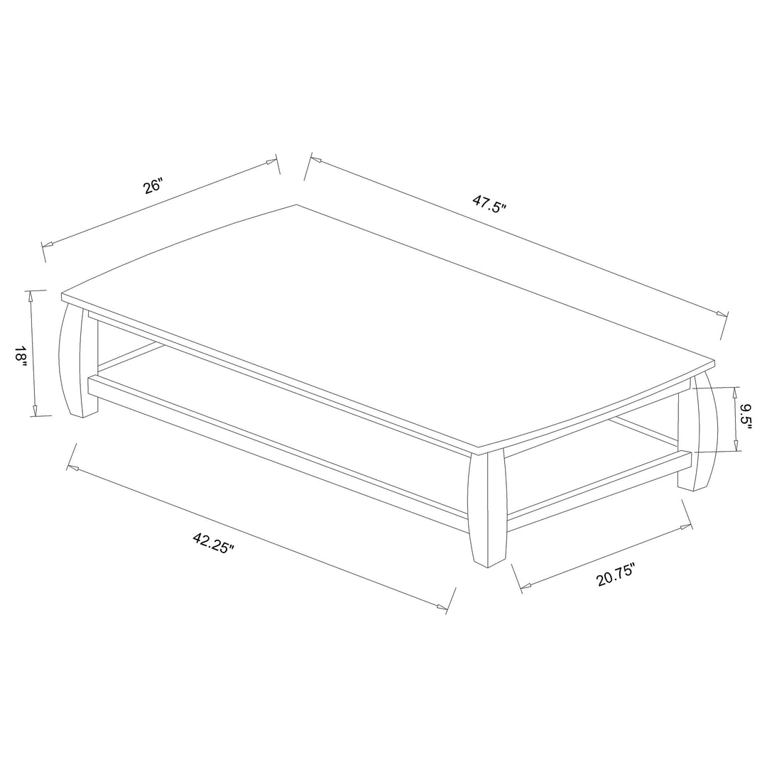 Dixon Rectangular Coffee Table with Lower Shelf Espresso