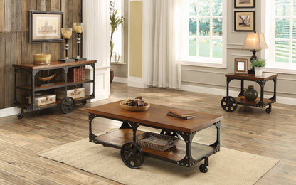 Shepherd End Table with Casters Rustic Brown