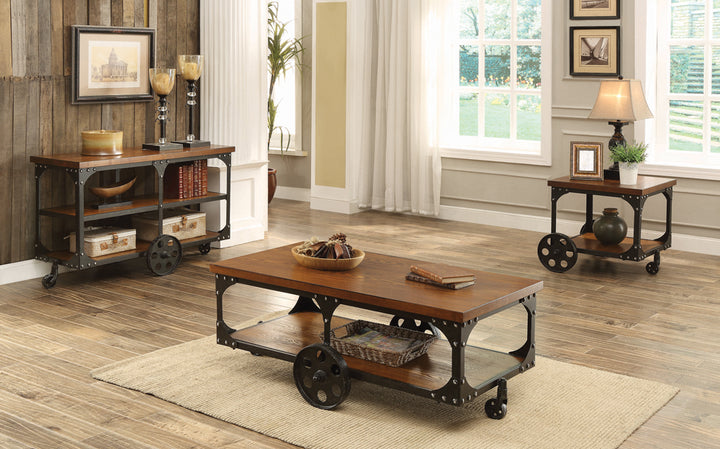 Shepherd Coffee Table with Casters Rustic Brown