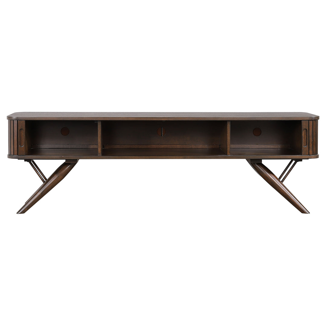 Valna Rectangular 71" TV Stand with Sliding Doors Walnut