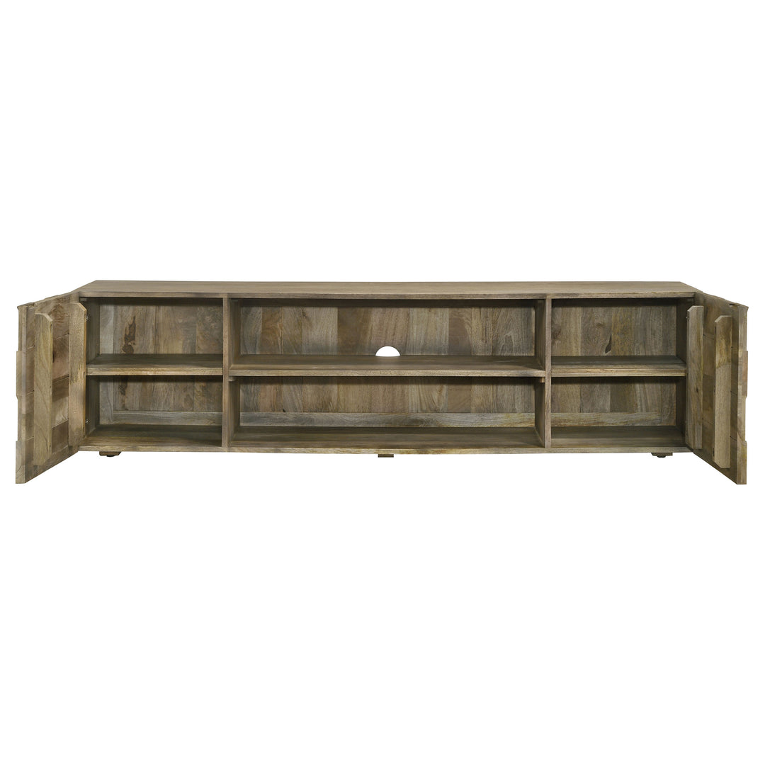 Keese 2-door 70" TV Stand with Storage Shelves Mango Brown