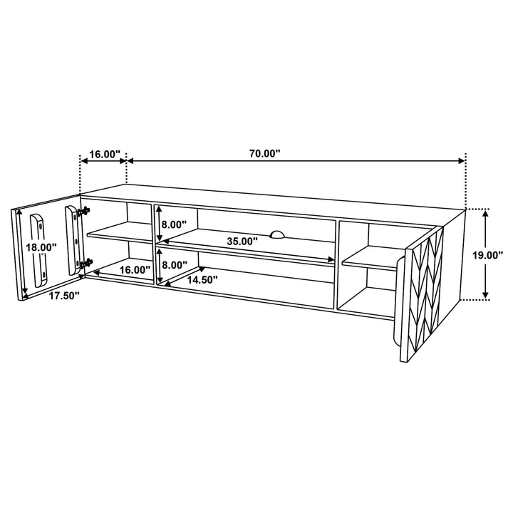 Keese 2-door 70" TV Stand with Storage Shelves Mango Brown