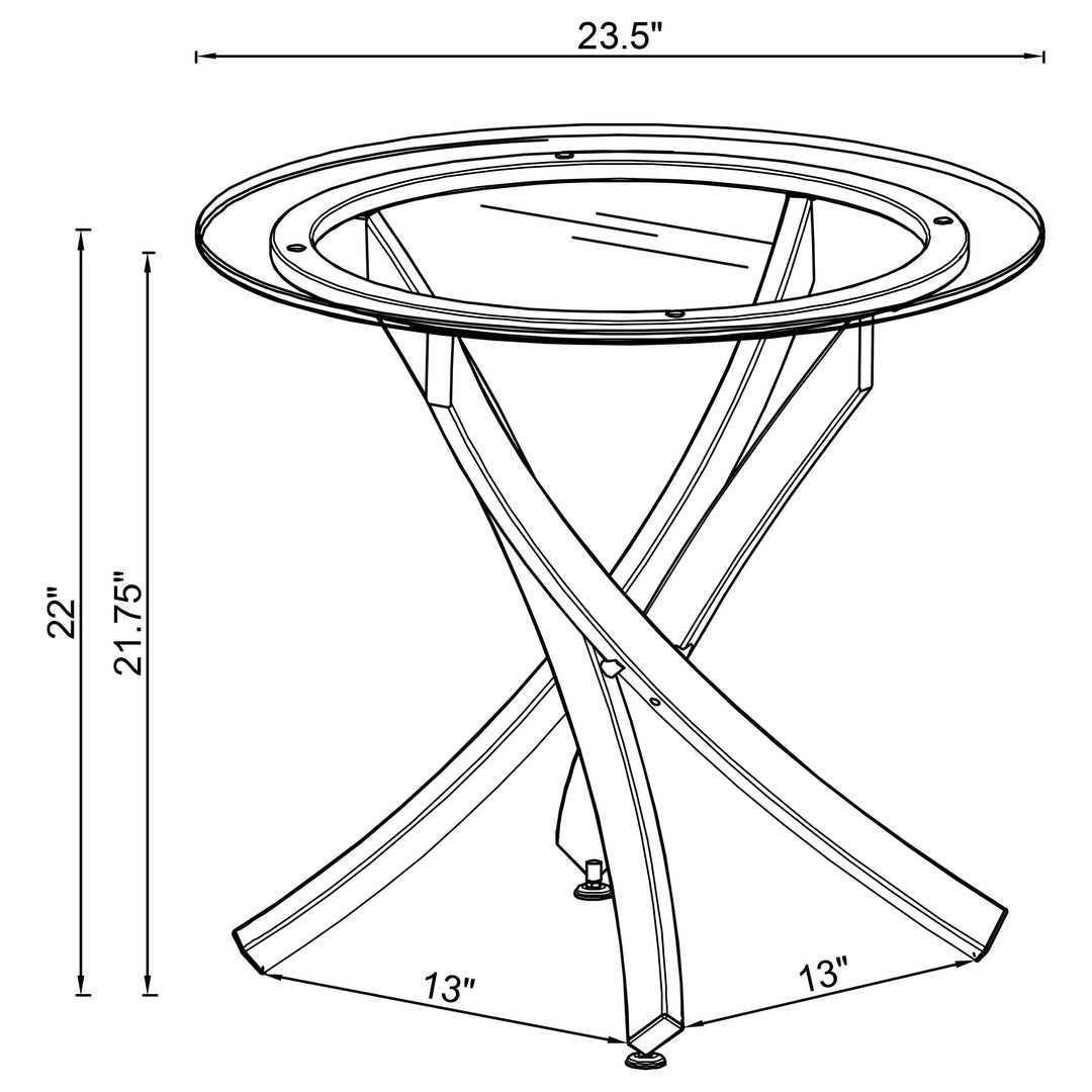 Brooke Glass Top End Table Chrome and Black