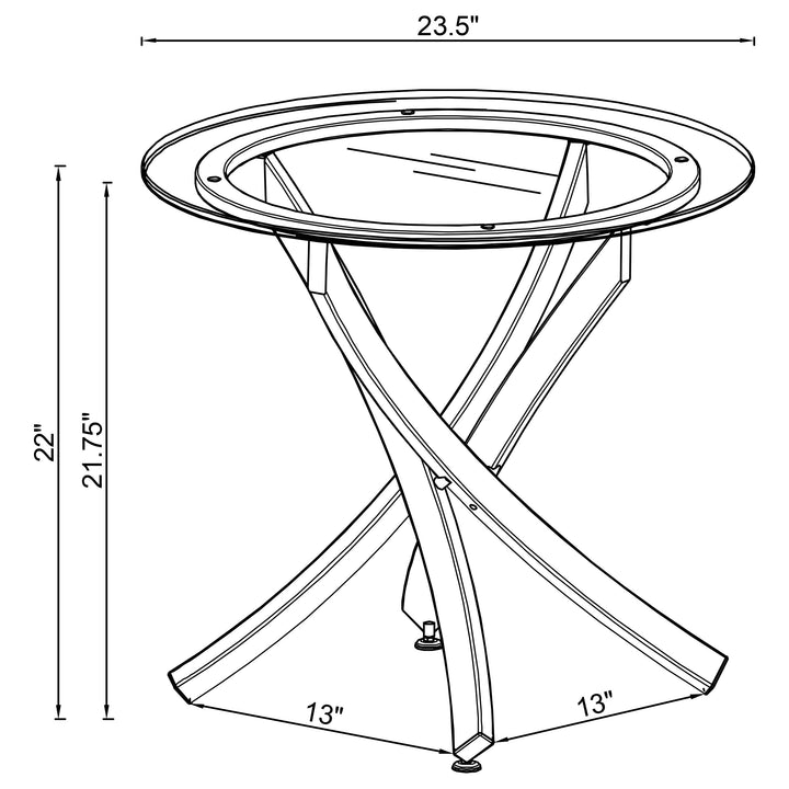 Brooke Glass Top End Table Chrome and Black