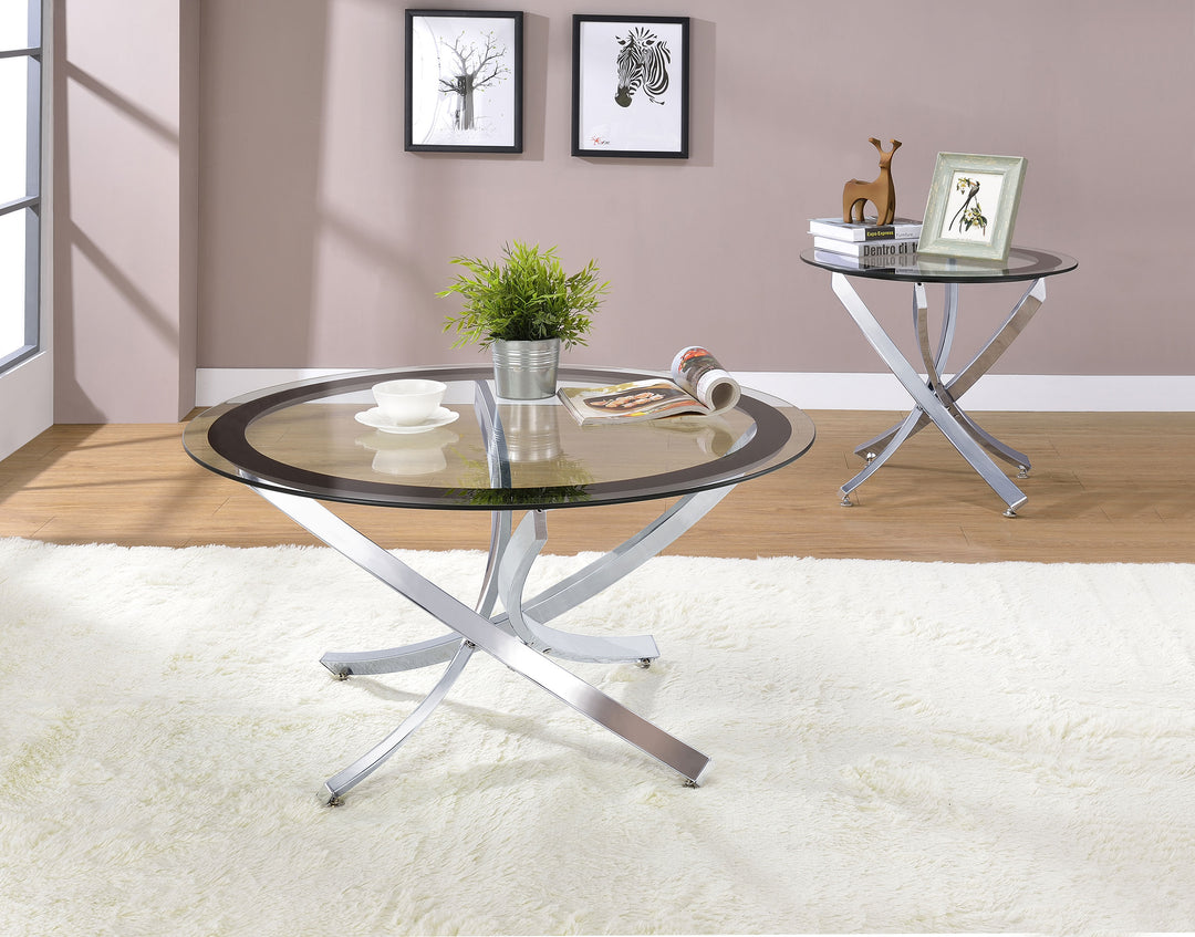 Brooke Glass Top End Table Chrome and Black