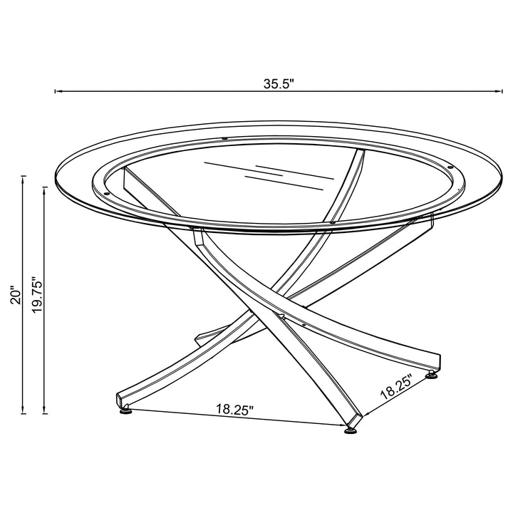 Brooke Glass Top Coffee Table Chrome and Black