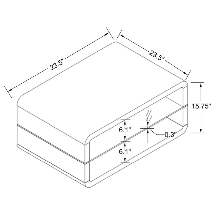 Elana Square 2-shelf End Table Glossy White