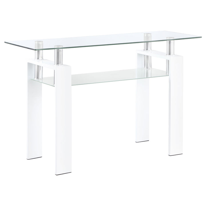 Dyer Rectangular Glass Top Sofa Table With Shelf White