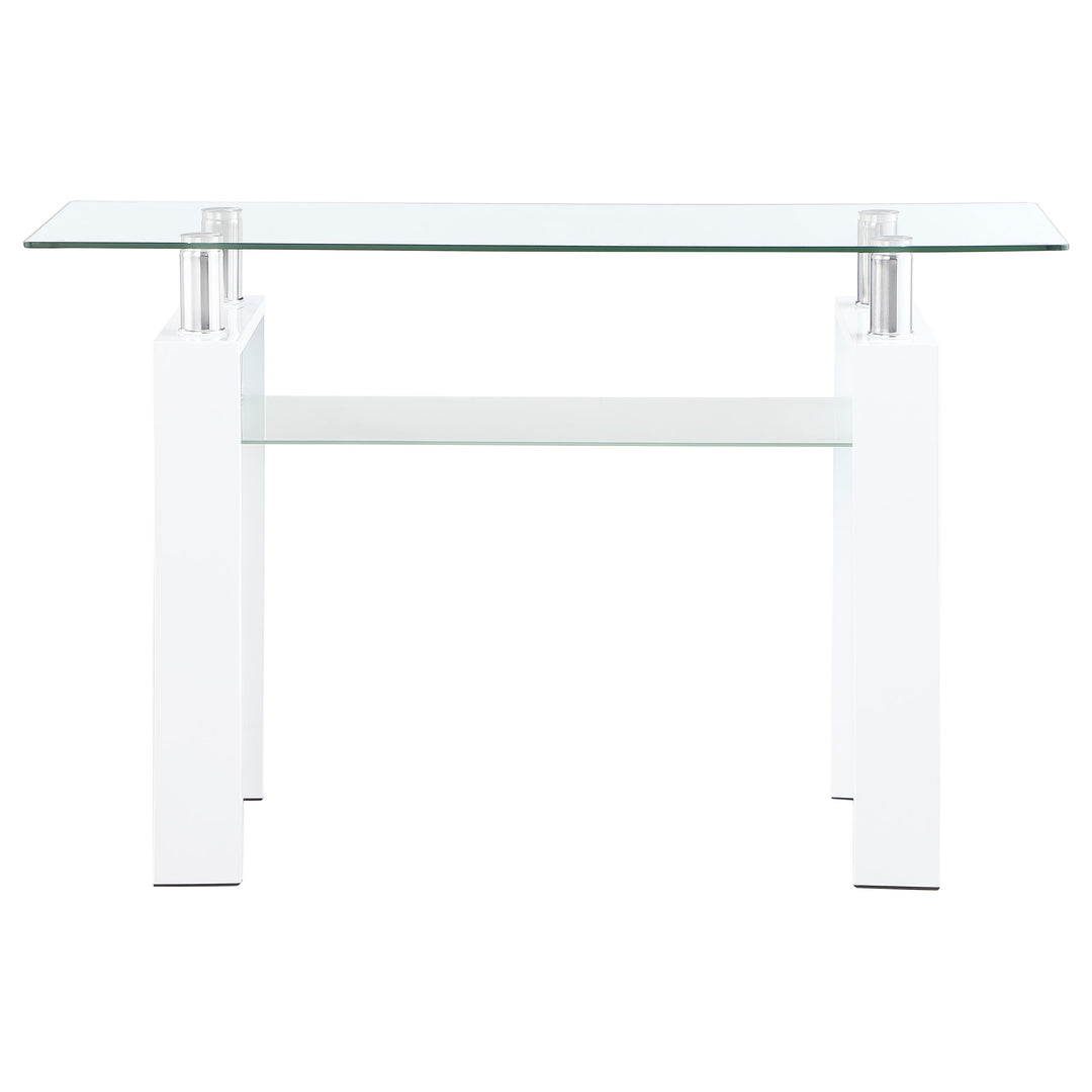 Dyer Rectangular Glass Top Sofa Table With Shelf White