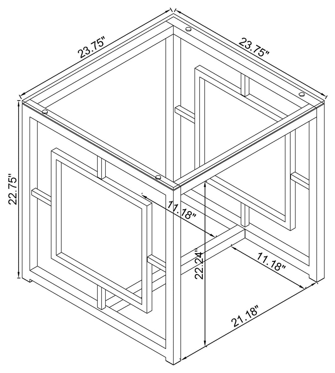 Merced Square Tempered Glass Top End Table Nickel