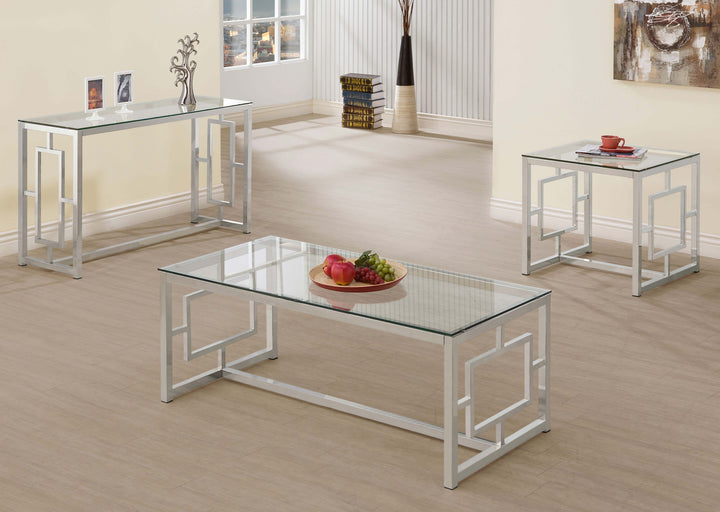 Merced Square Tempered Glass Top End Table Nickel